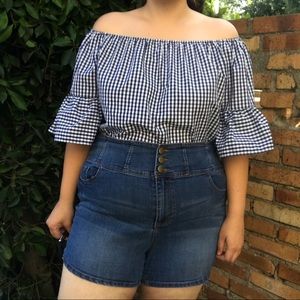 HIGH-WAISTED DENIM SHORTS
